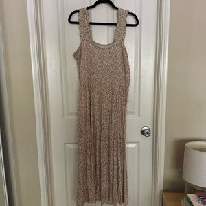 Aerie Shirred Sleeveless Tiered A Line Midi Dress Floral Boho Sundress XXL